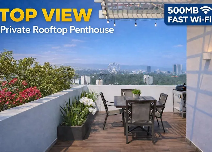 Top View Penthouse Private Rooftop, Wi-Fi 500Mbps, Air Conditioning, Grill, Pool And Gym